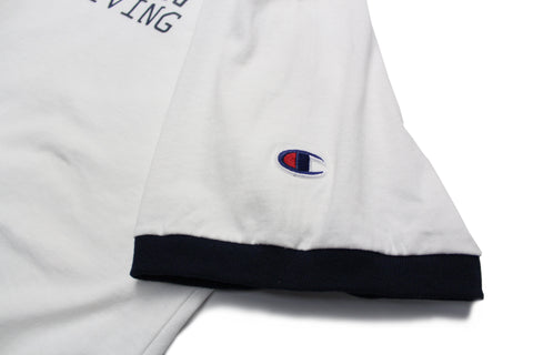 Highly Living Logo Champion Ringer Tee White/Navy
